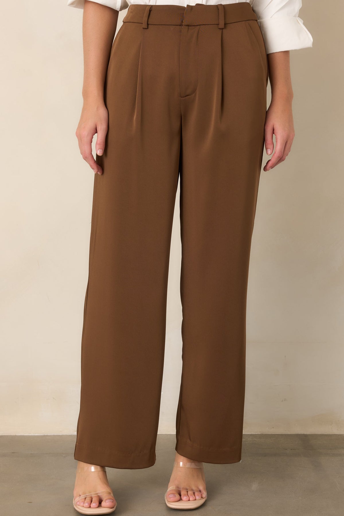 Mark My Words Brown High Waisted Wide Leg Trousers
