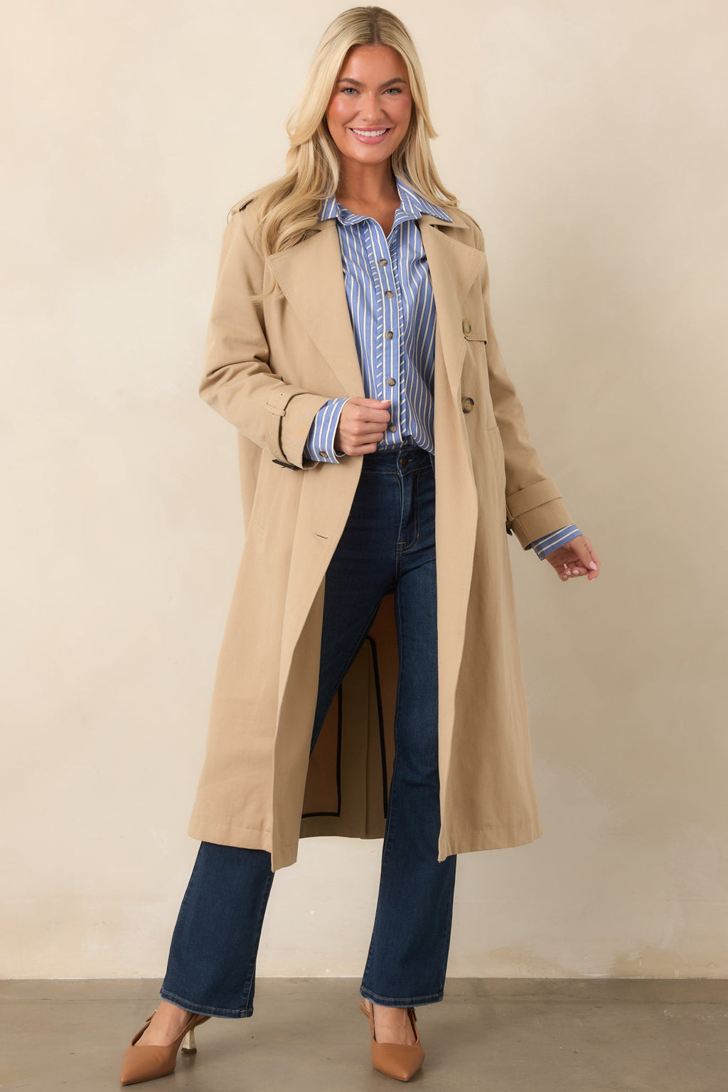 On the Avenue Tan Cotton Belted Trench Coat