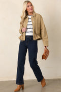 Let's Go There Tan Cotton Twill Utility Jacket