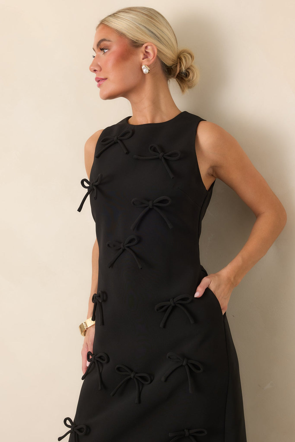 Bow to Toe Black Sleeveless Bow Detail Maxi Dress