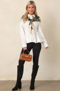 Good to Know White Cotton Peplum Button Front Blouse