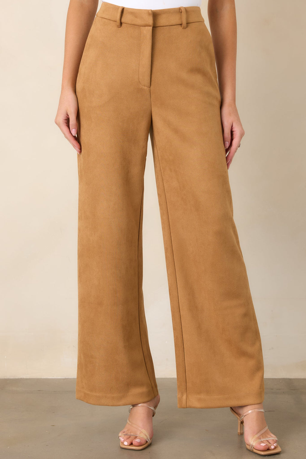 All Part of the Plan Camel Faux Suede Wide Leg Pants