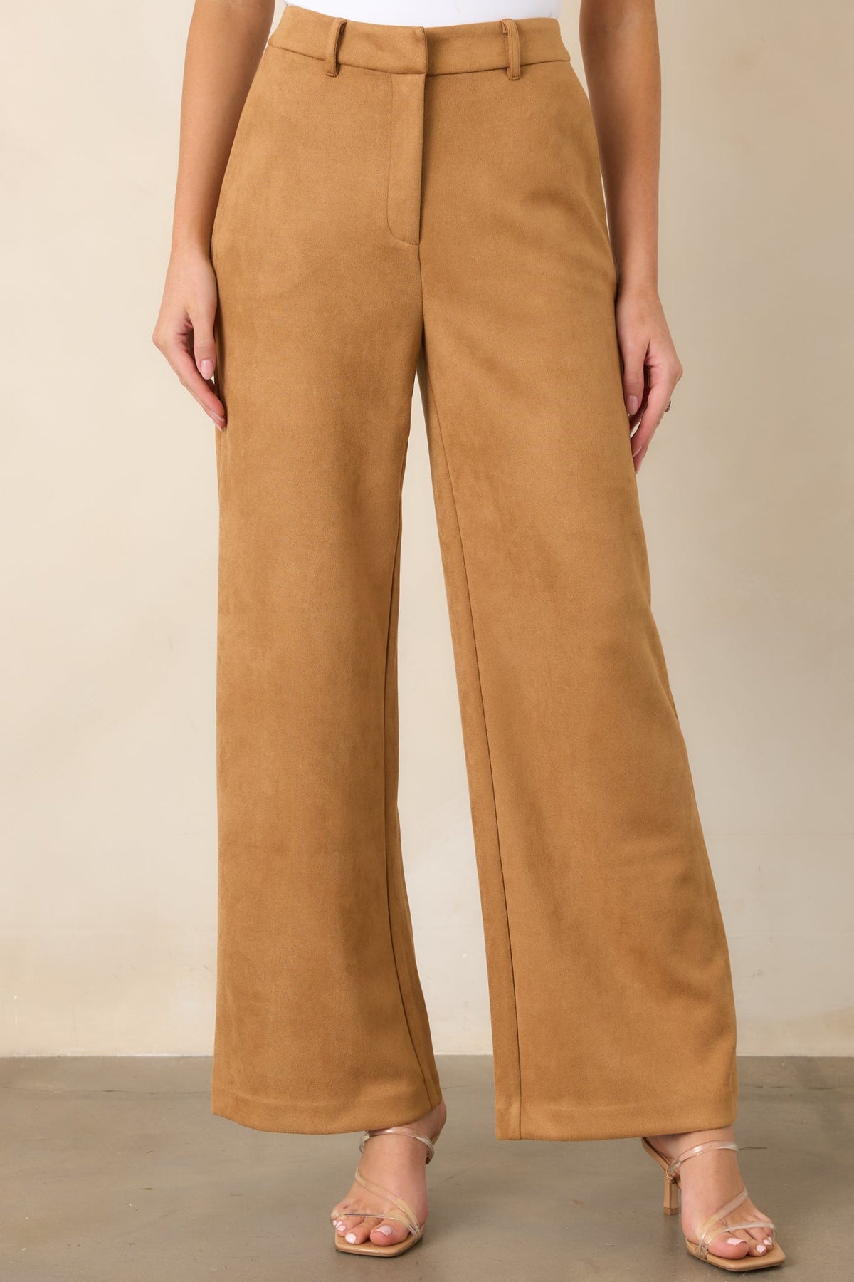 All Part of the Plan Camel Faux Suede Wide Leg Pants