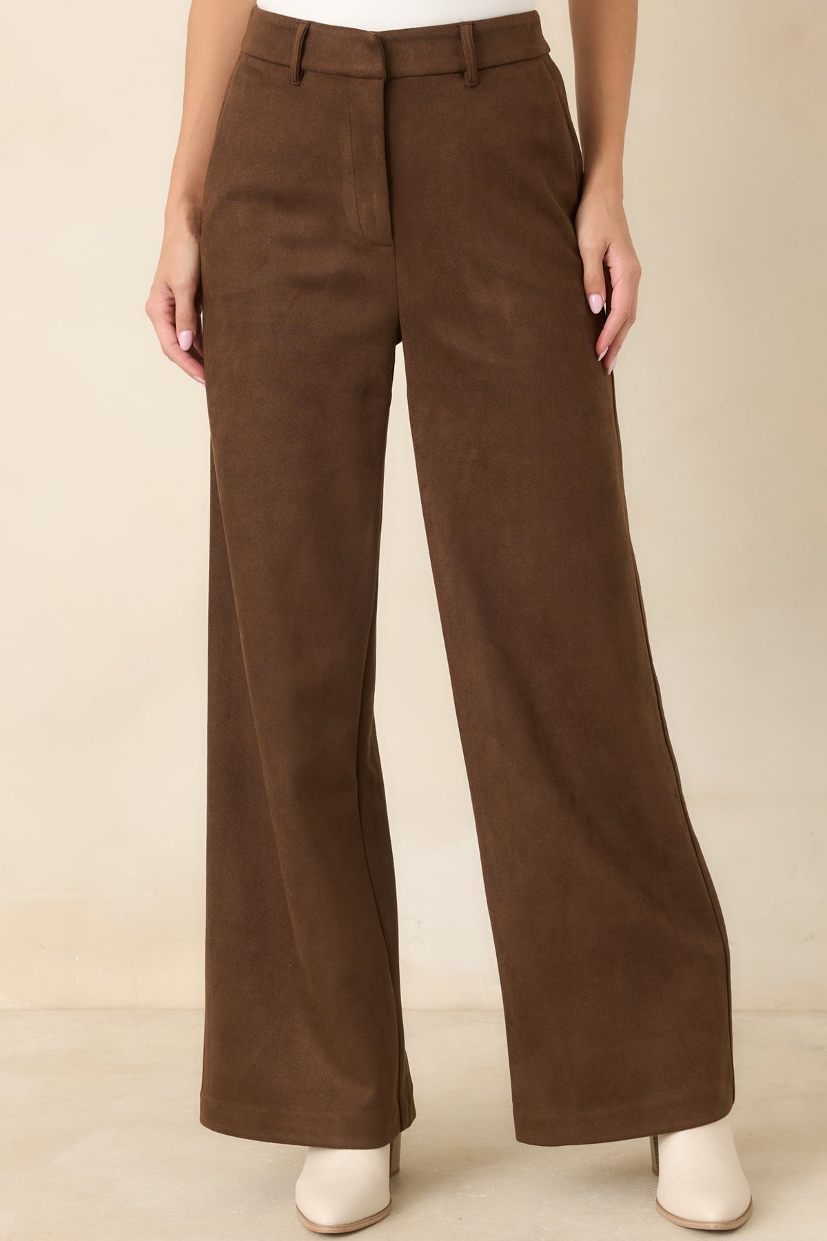 All Part of the Plan Brown Faux Suede Wide Leg Pants