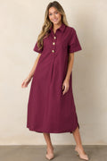 Read the Signs Wine Red Short Sleeve Maxi Dress