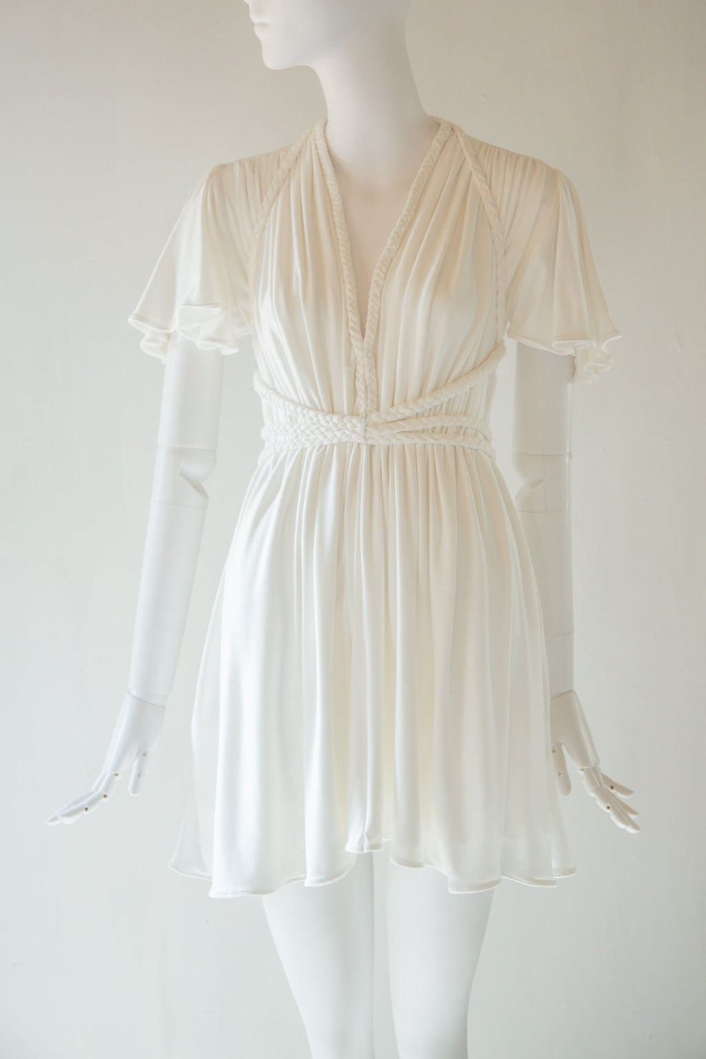 Ivory Bamboo Jersey Mini Dress - Aphrodite