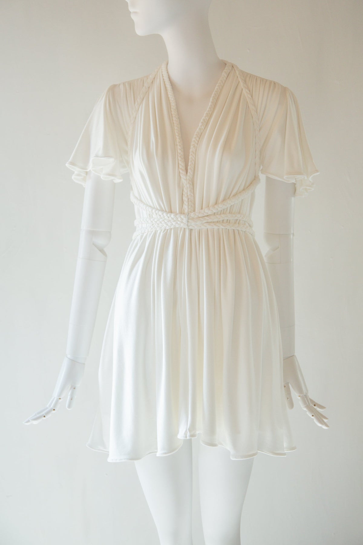 Ivory Bamboo Jersey Mini Dress - Aphrodite