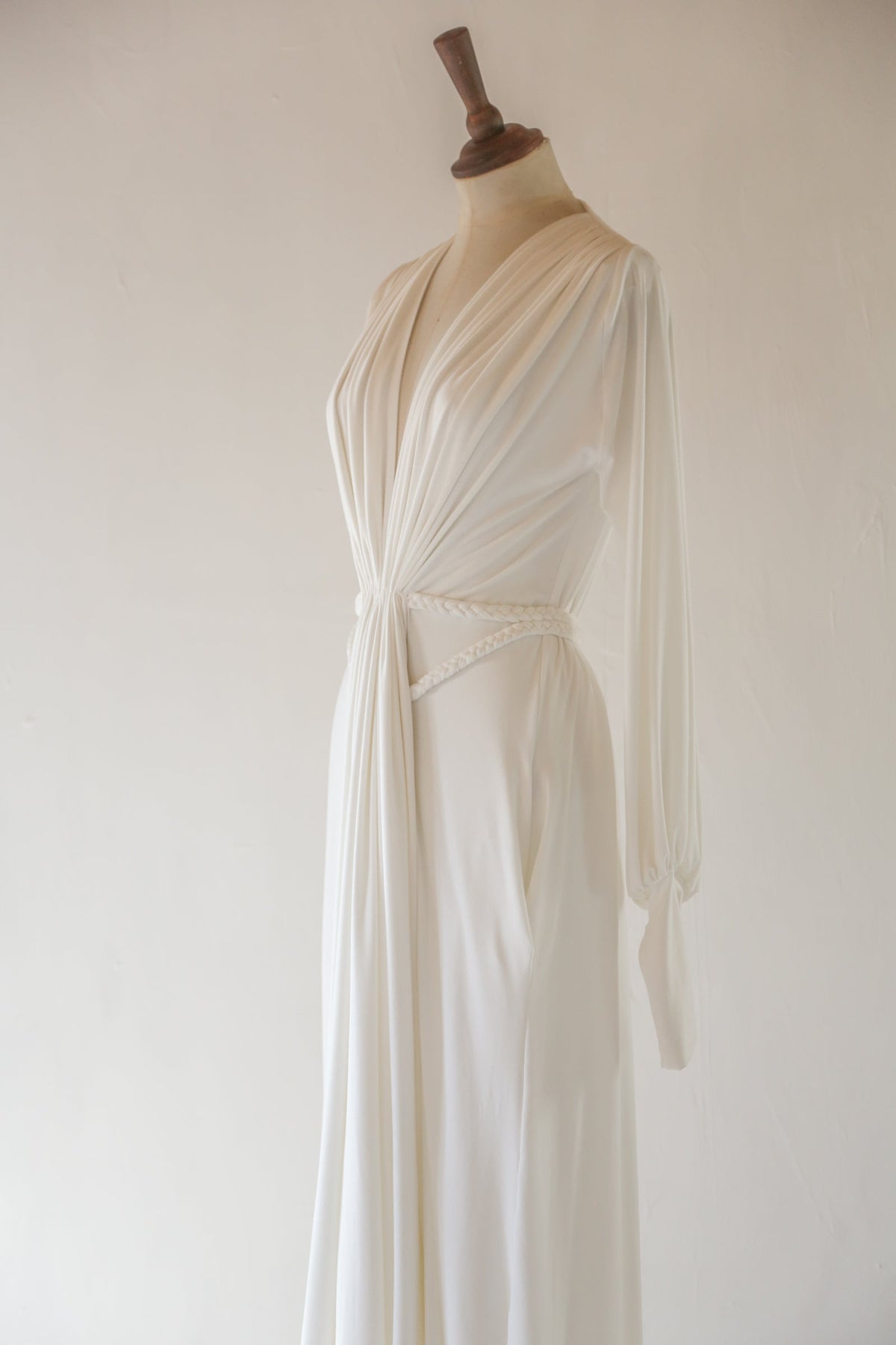Ivory Bamboo Jersey Draped Dress - Athena