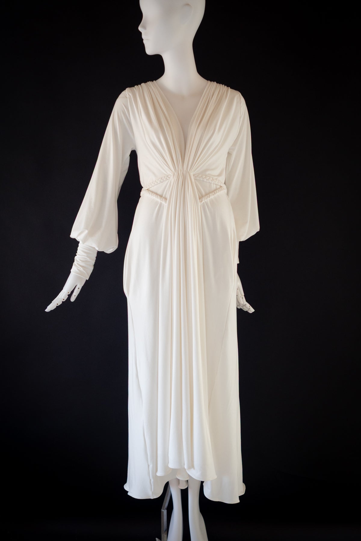 Ivory Bamboo Jersey Draped Dress - Athena