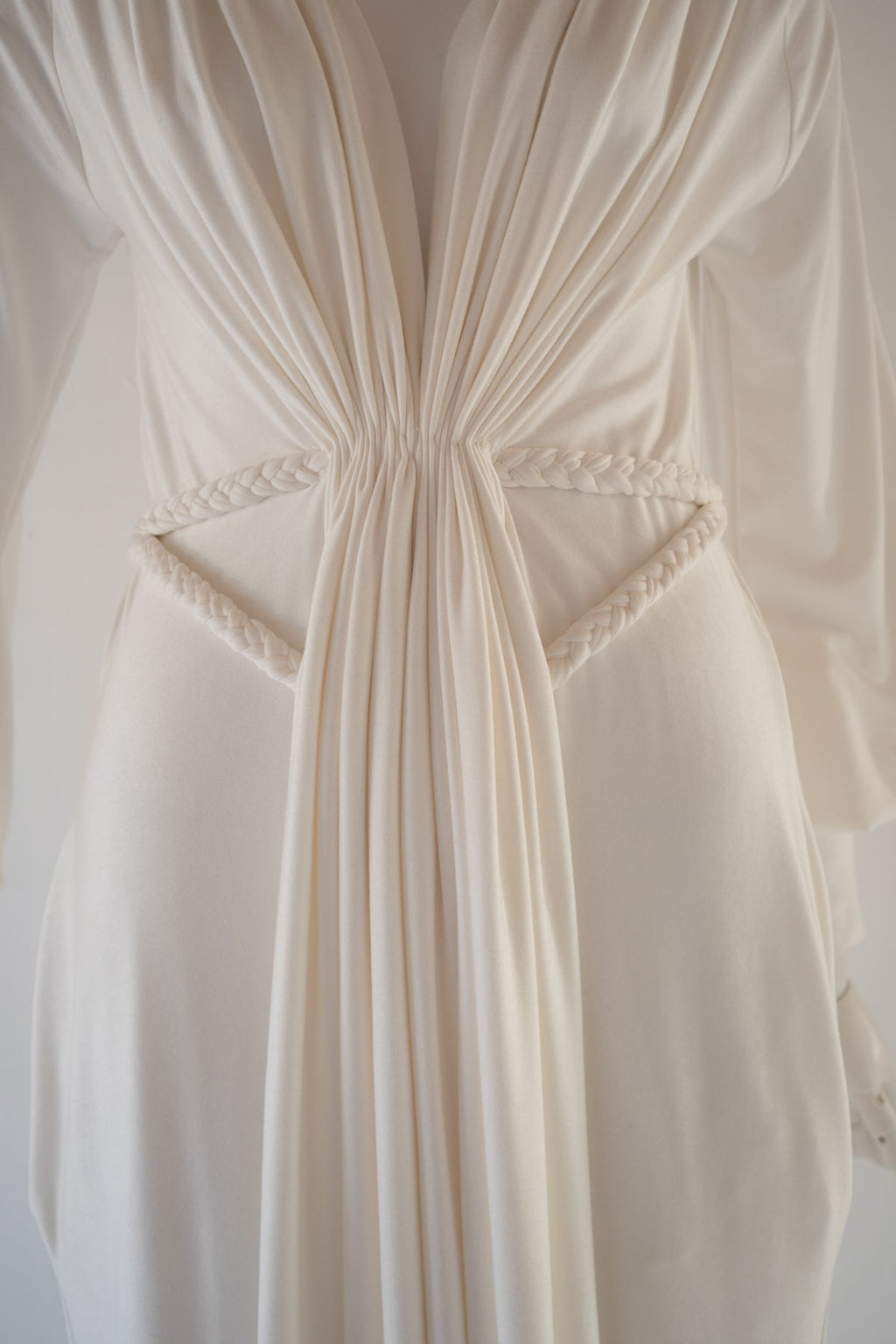Ivory Bamboo Jersey Draped Dress - Athena