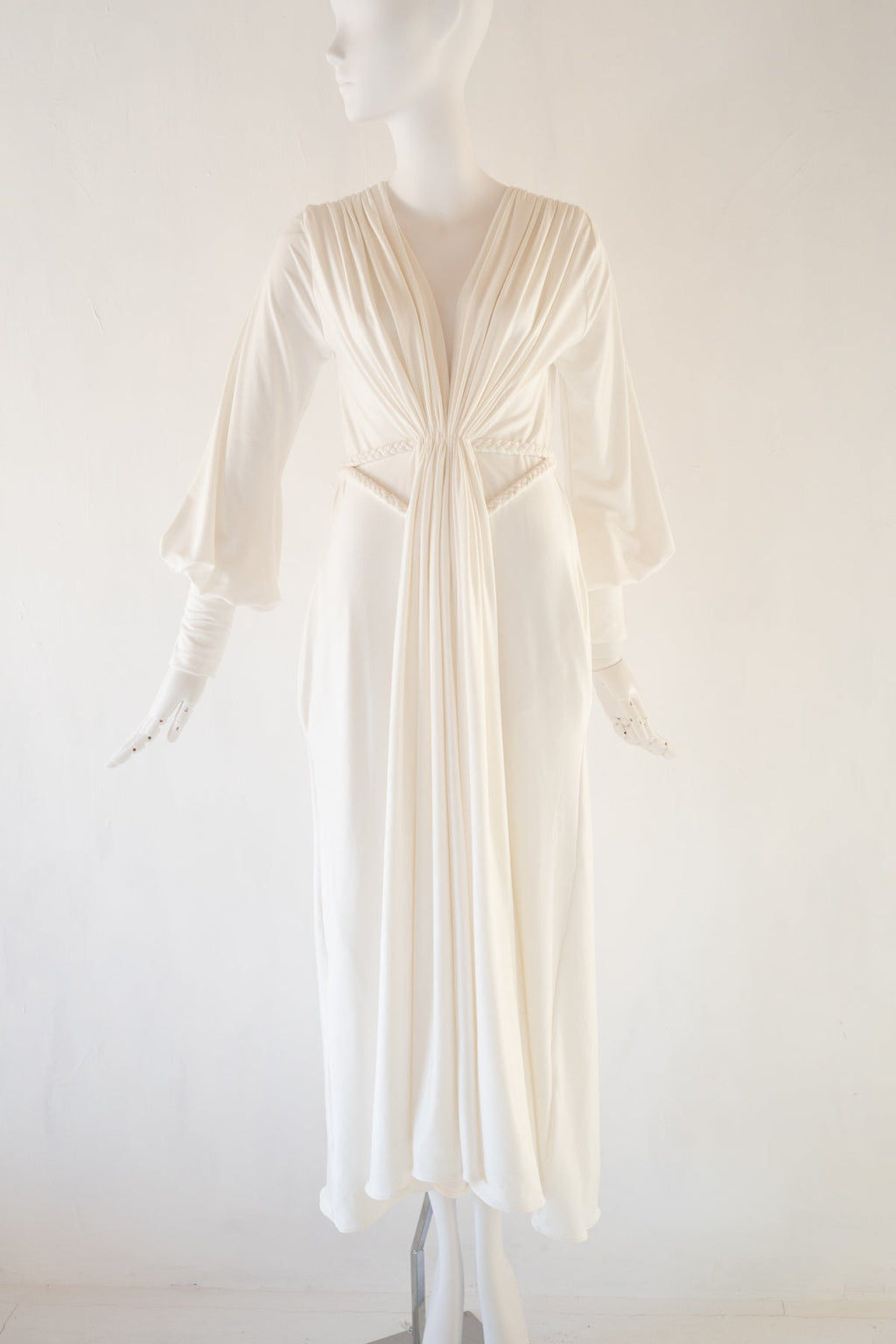 Ivory Bamboo Jersey Draped Dress - Athena