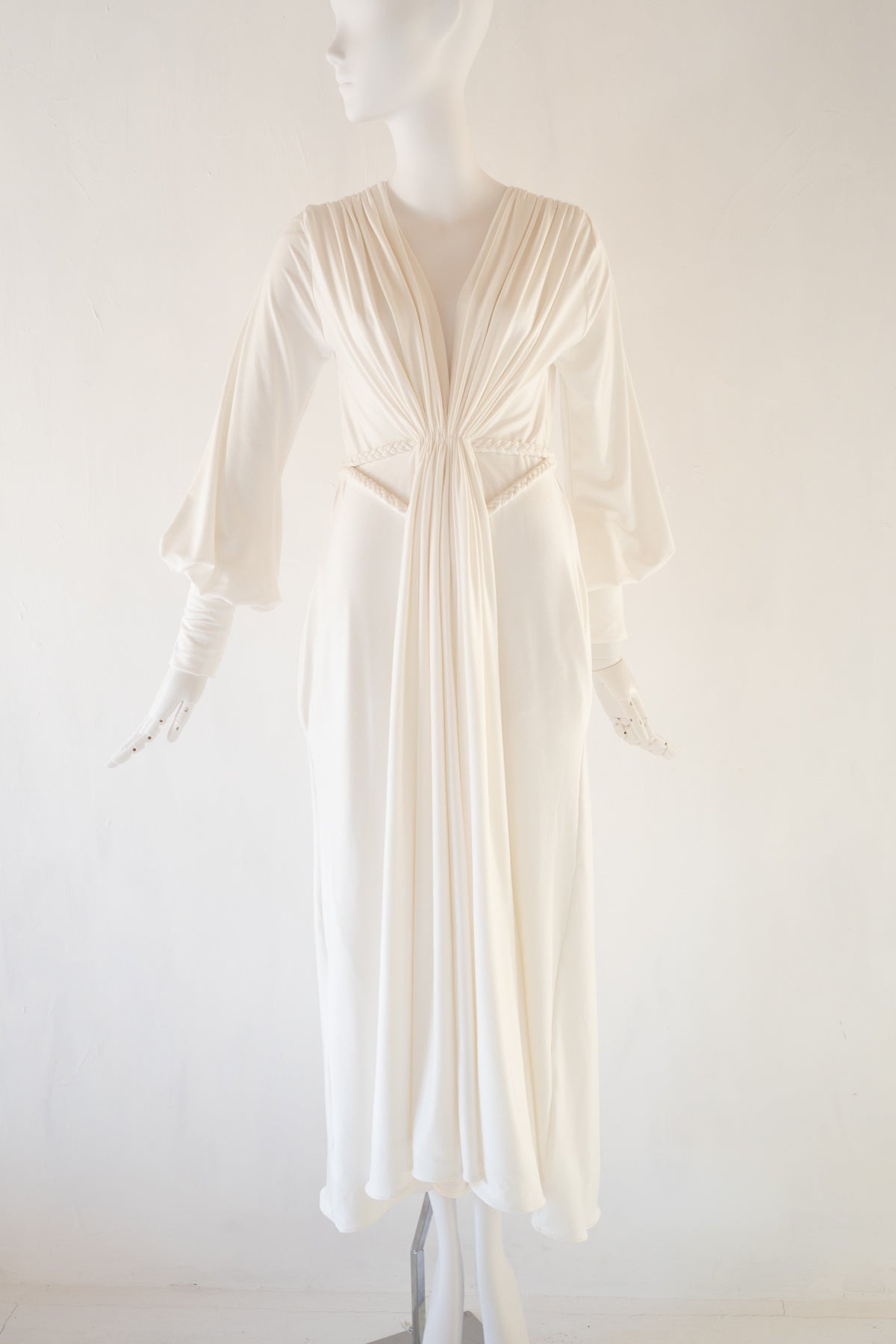 Ivory Bamboo Jersey Draped Dress - Athena