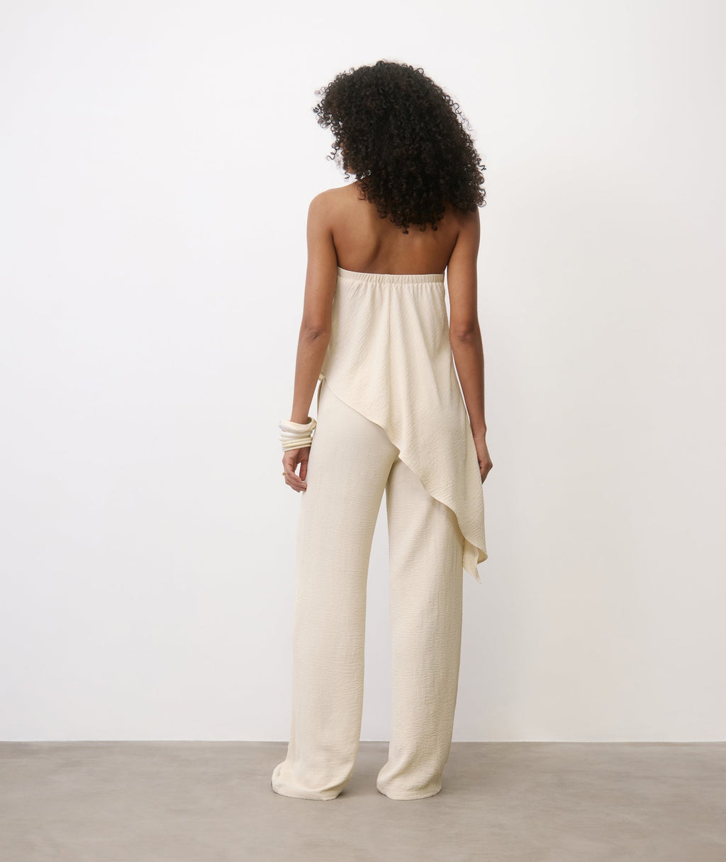 Linen Look Relaxed Trousers - Stone
