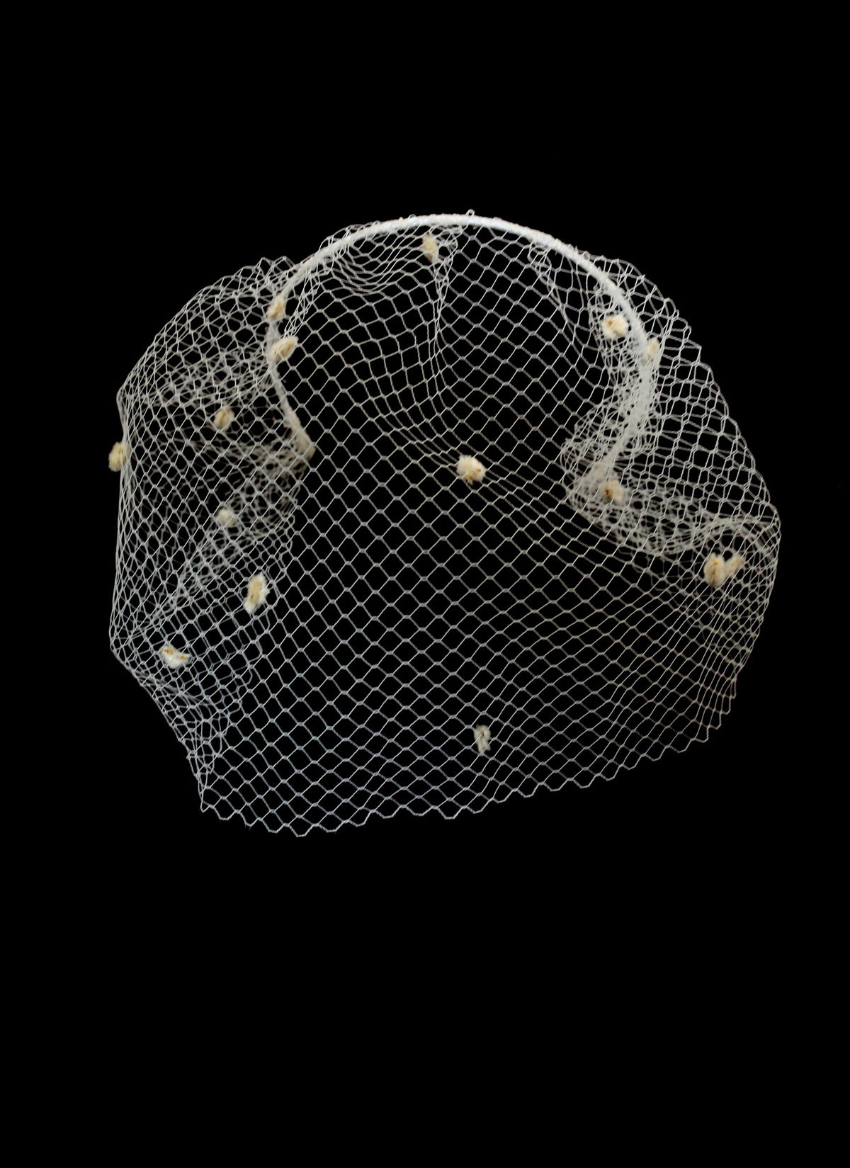 Ivory Dot Birdcage Veil Headpiece