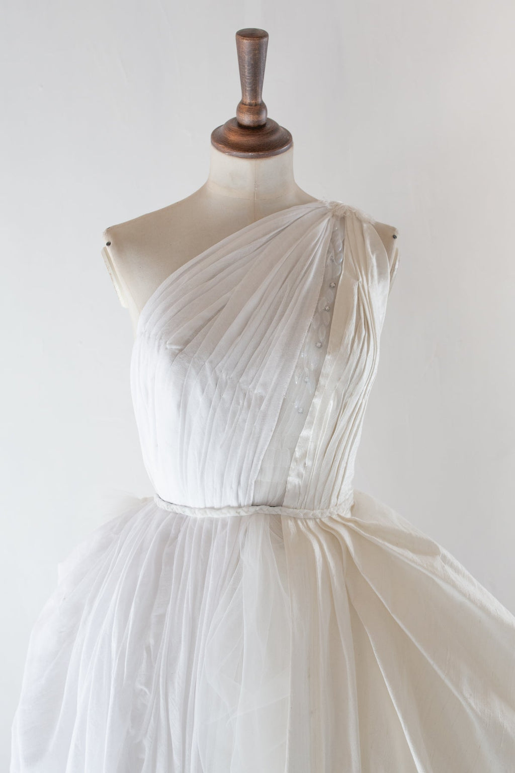 From the Source Original Draped Dress in Muslin, Tulle and Silk