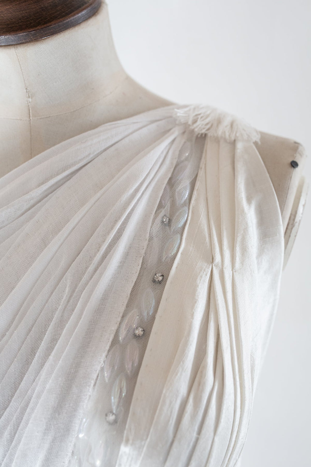 From the Source Original Draped Dress in Muslin, Tulle and Silk