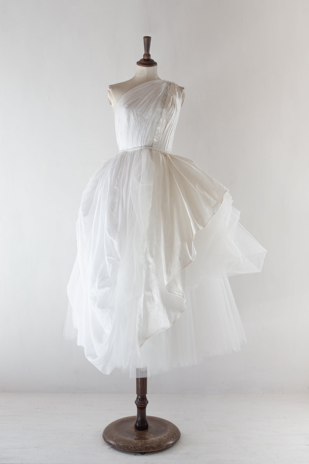 From the Source Original Draped Dress in Muslin, Tulle and Silk
