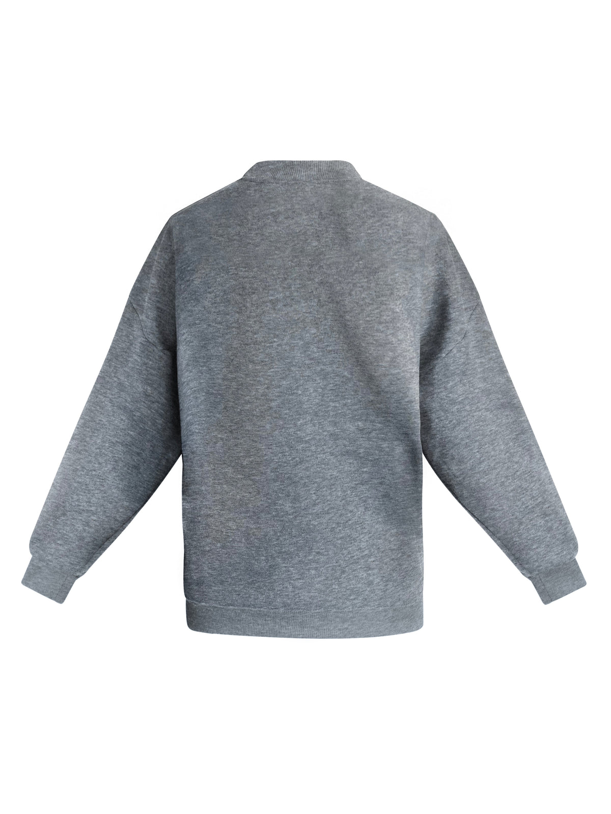 Grey Cotton Sweatshirt With Red Sequin Flower