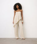 Linen Look Relaxed Trousers - Stone