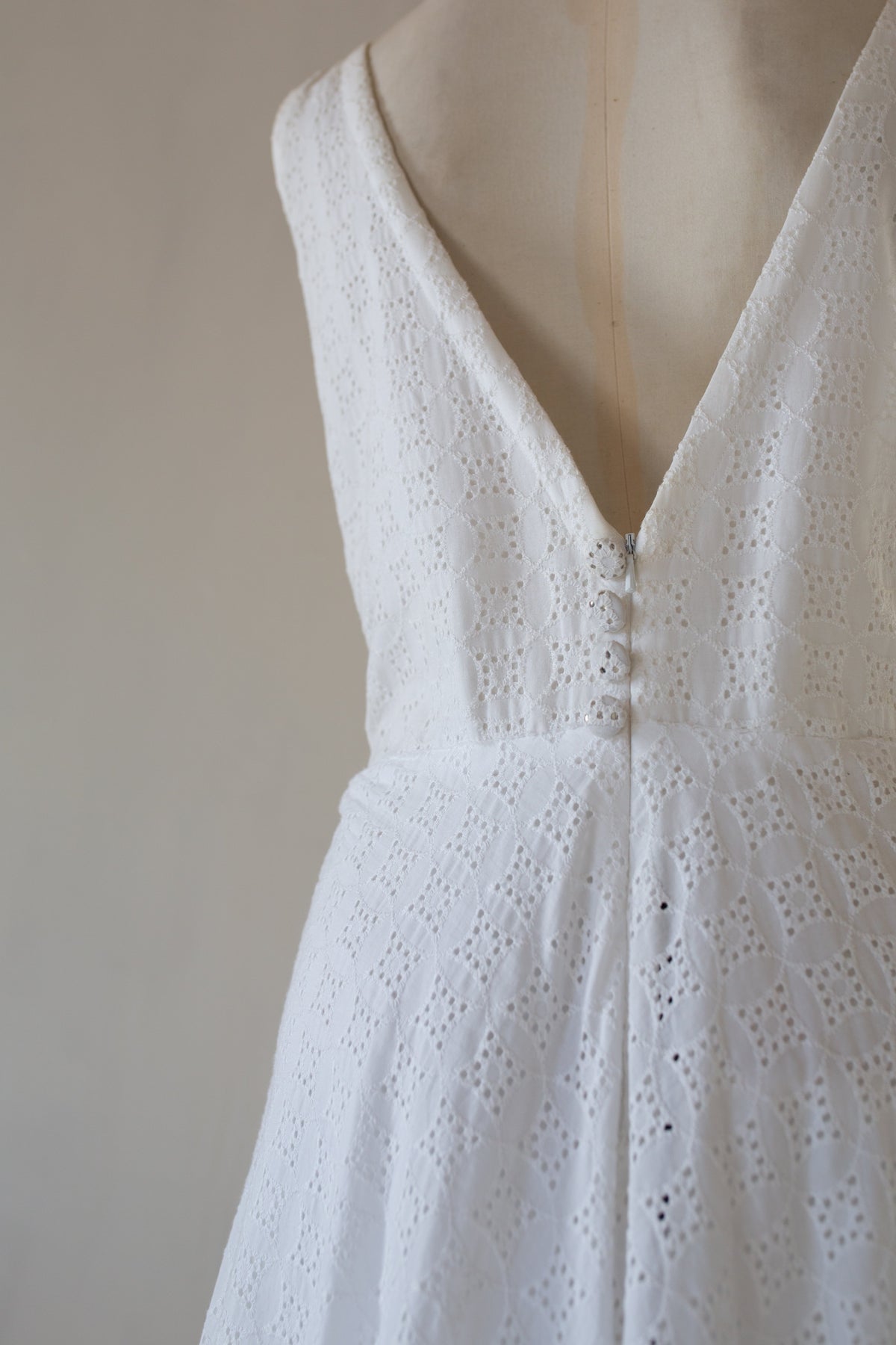 Natalia - Broderie Anglaise White Cotton Maxi Dress