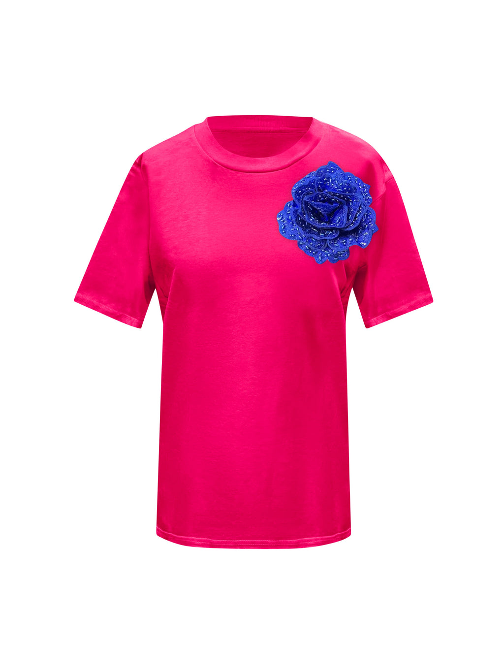 Pink Cotton Toma T-Shirt With Sequin Flower
