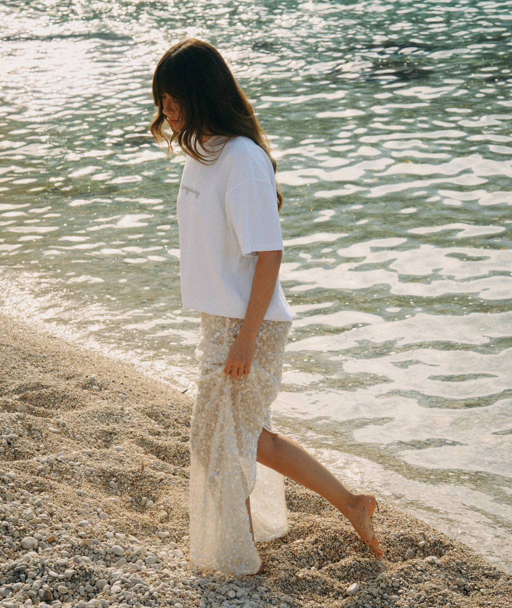 Sequin Maxi Skirt - Ivory