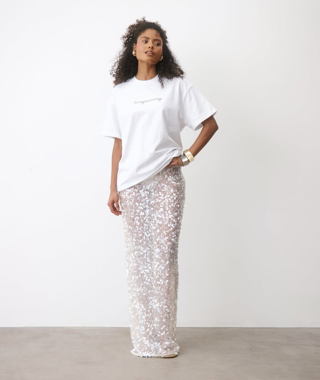 Sequin Maxi Skirt - Ivory