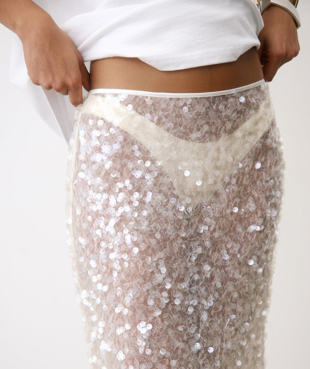 Sequin Maxi Skirt - Ivory