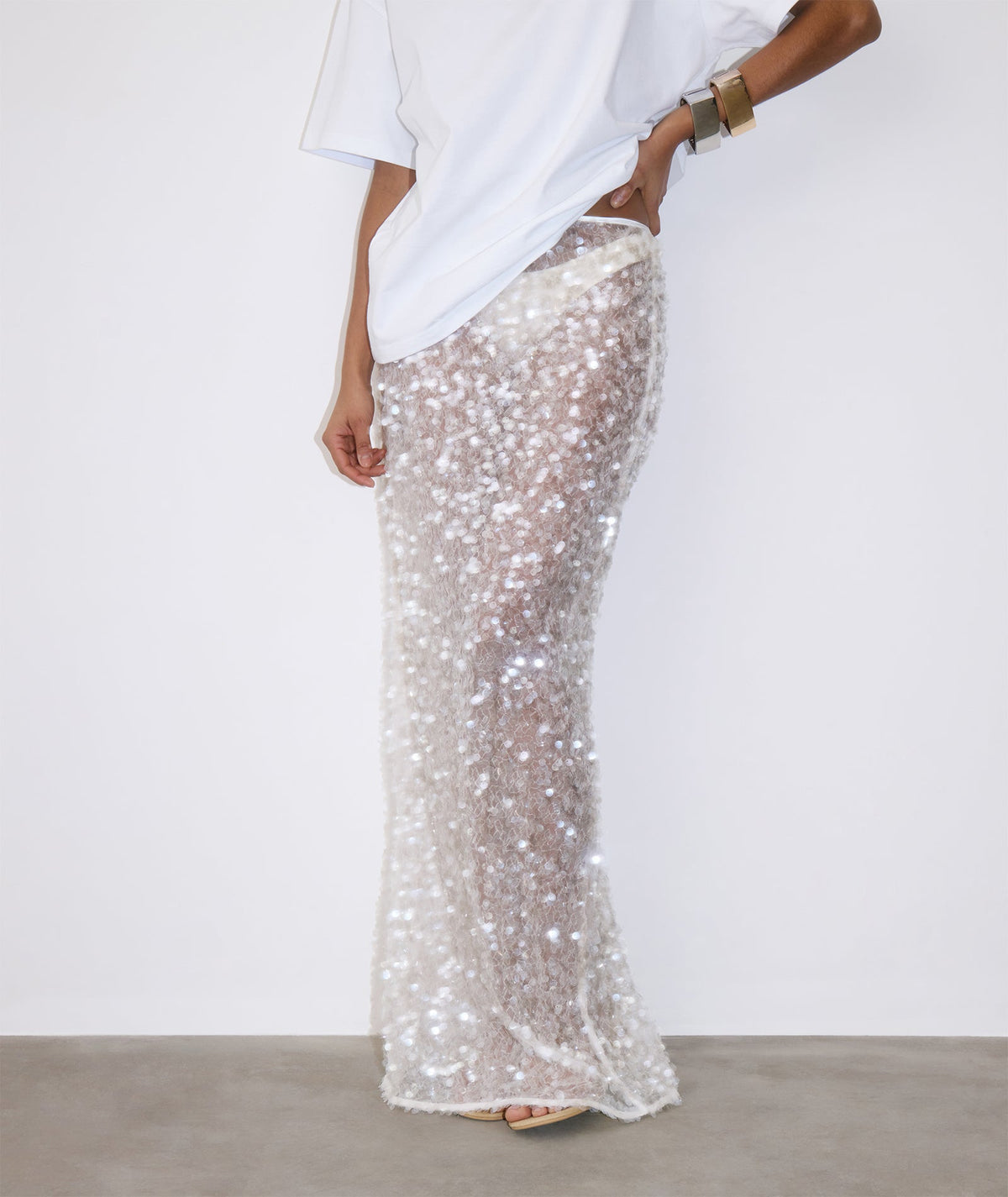 Sequin Maxi Skirt - Ivory
