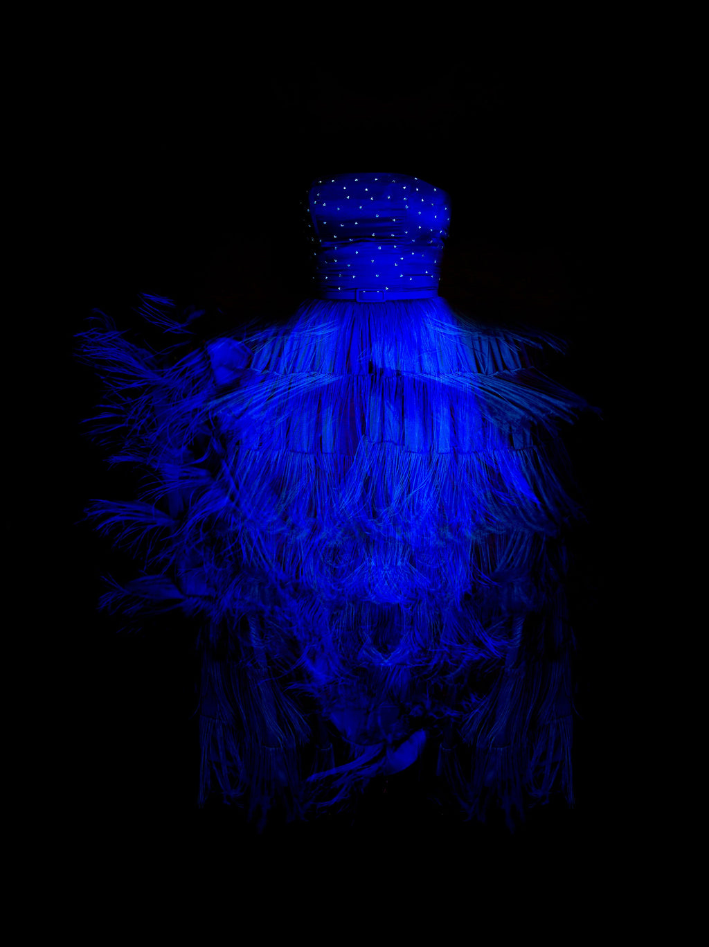 Lapis - Blue Silk Fringed Gown