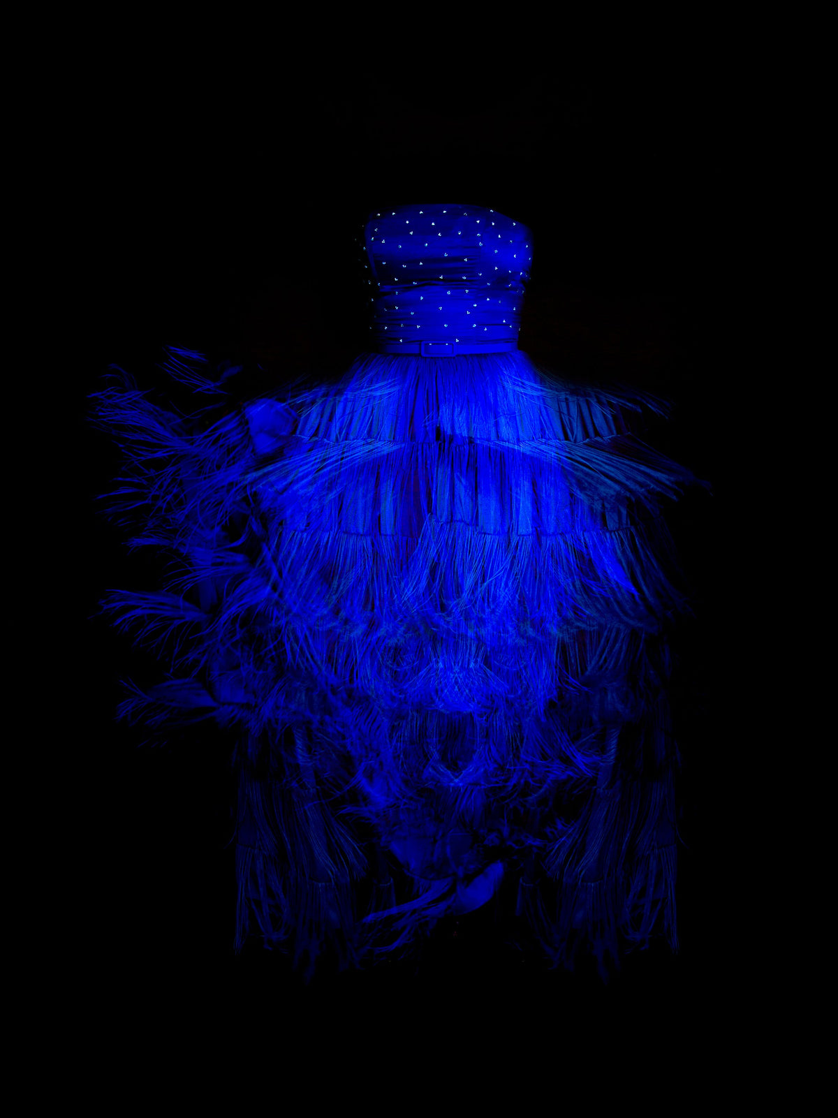 Lapis - Blue Silk Fringed Gown