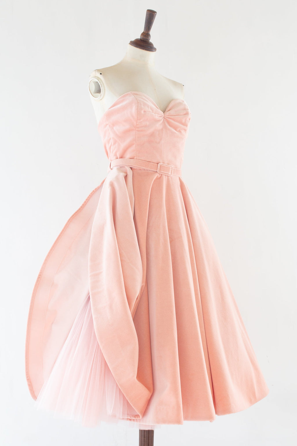 Alina - Strapless Pink Velvet Ballerina Dress