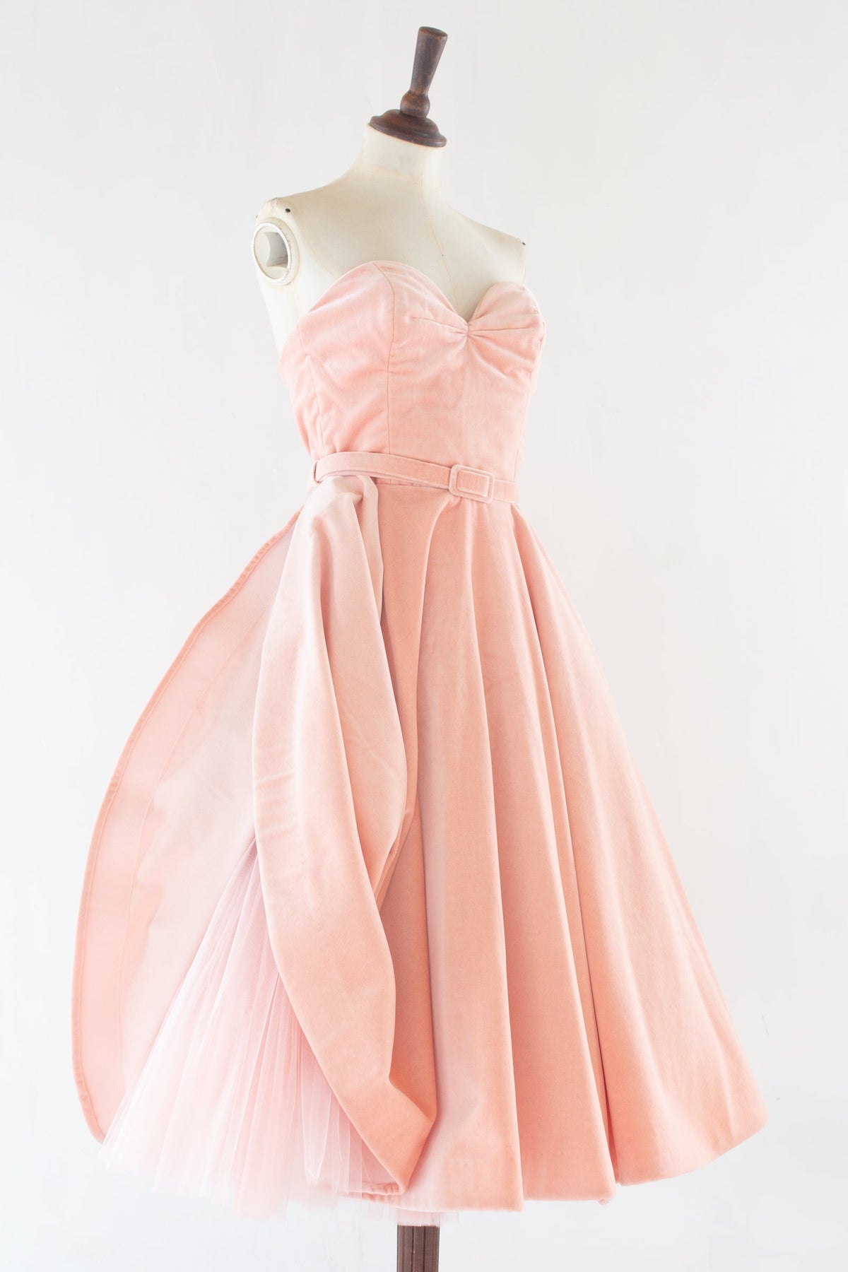 Alina - Strapless Pink Velvet Ballerina Dress