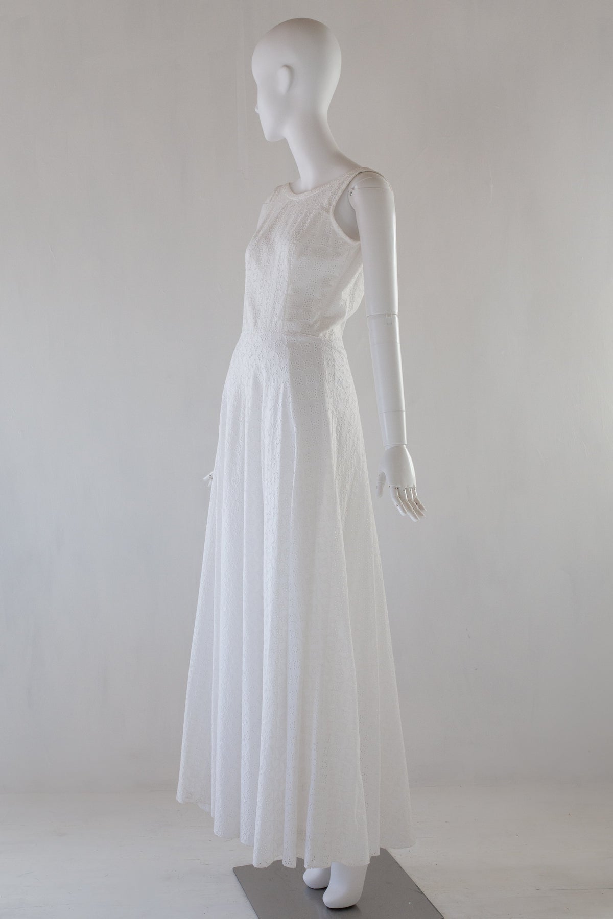 Natalia - Broderie Anglaise White Cotton Maxi Dress