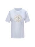 Toma Cotton T-Shirt With White Middle Sequin Rose