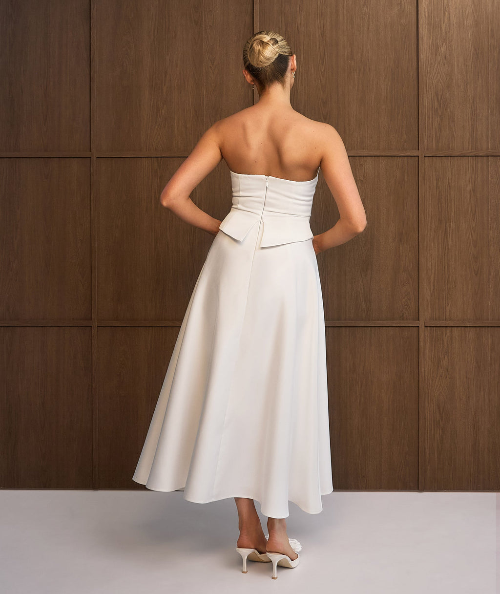 Satin Corset Midi Dress - Ivory