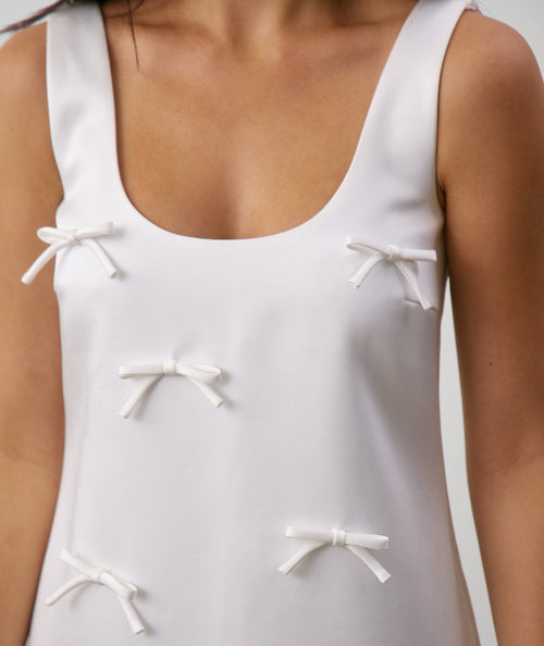Bow Detail Mini Dress - White