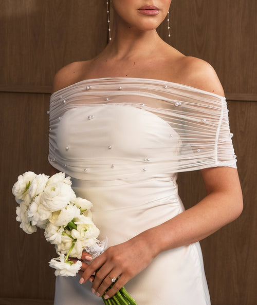 Bardot Pearl Detail Satin Midaxi Dress - White