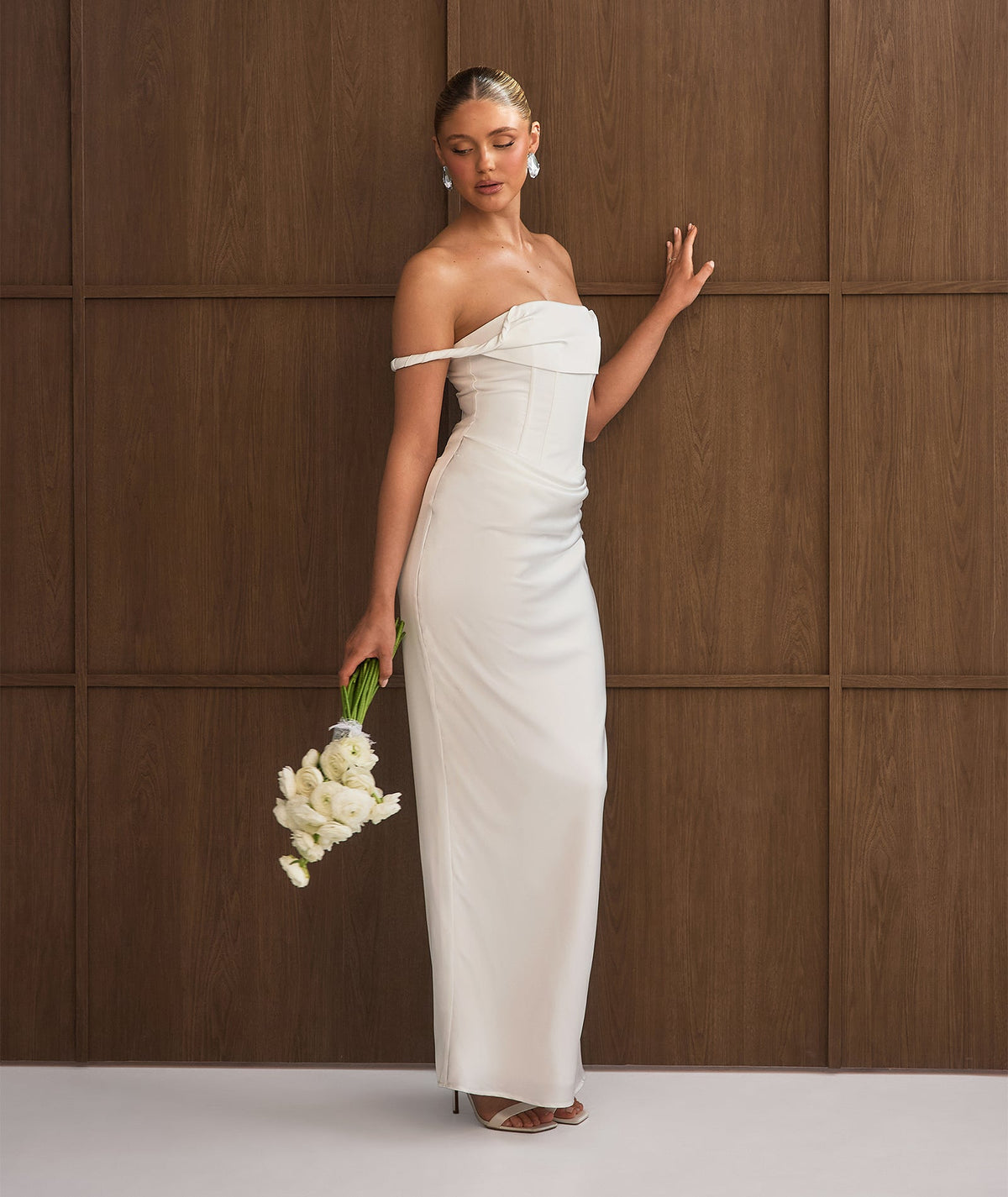 Petite Twist Strap Corset Maxi Dress - White