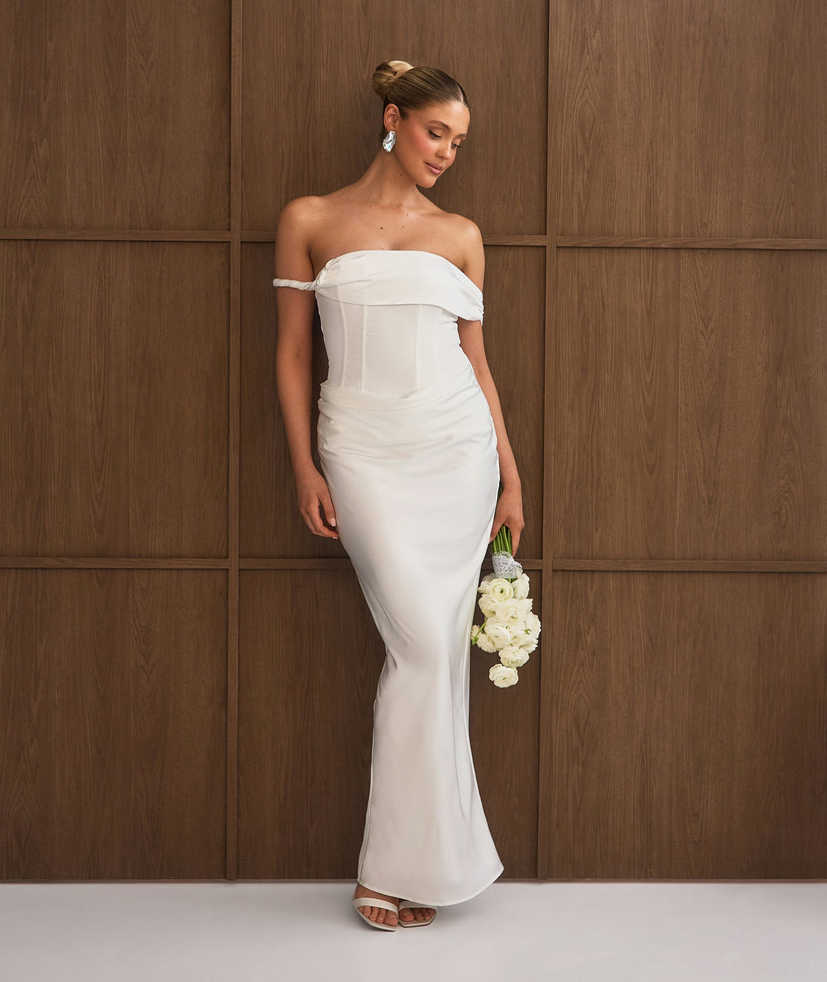 Twist Strap Corset Maxi Dress - White