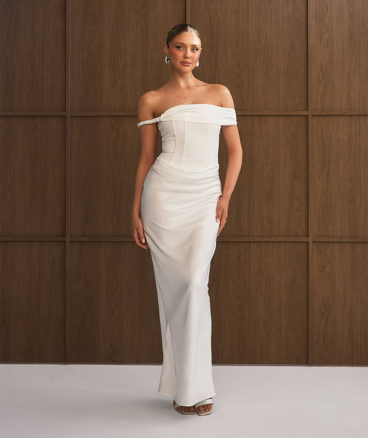 Twist Strap Corset Maxi Dress - White