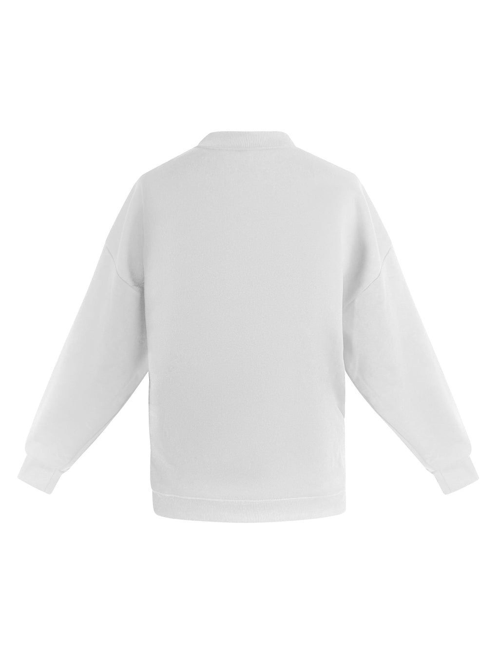 White Cotton Sweatshirt With White Sequin Flower